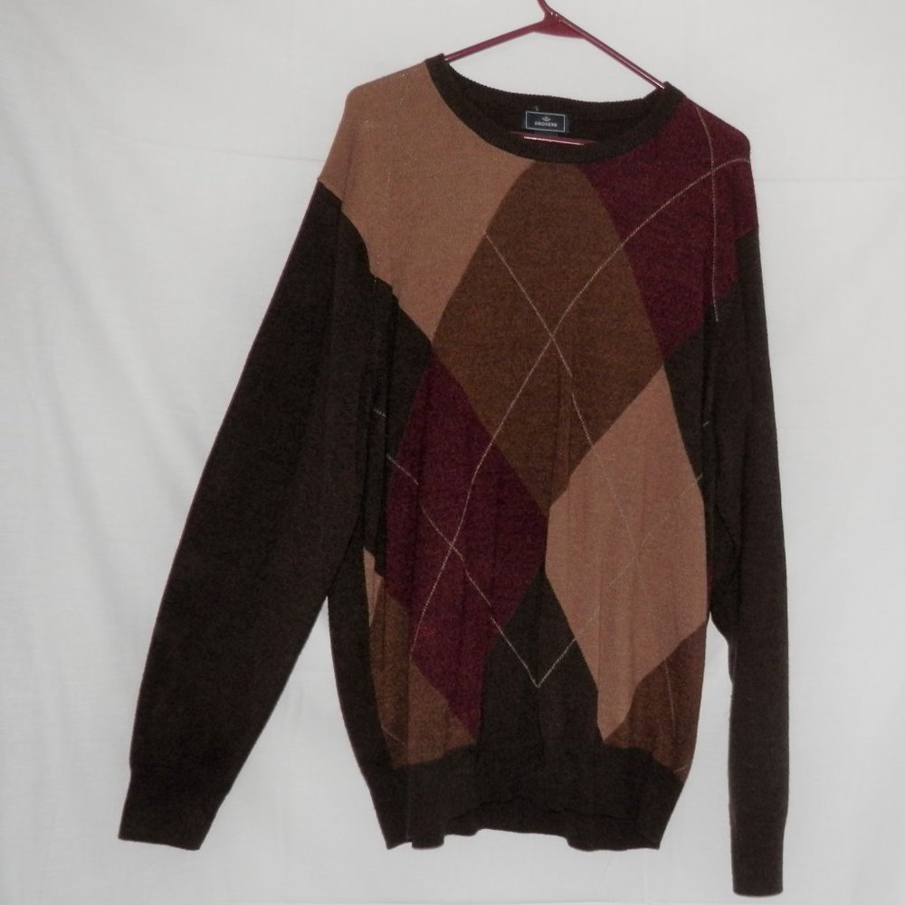Dockers XL Argyle Acrylic Mens Sweater Brown H517